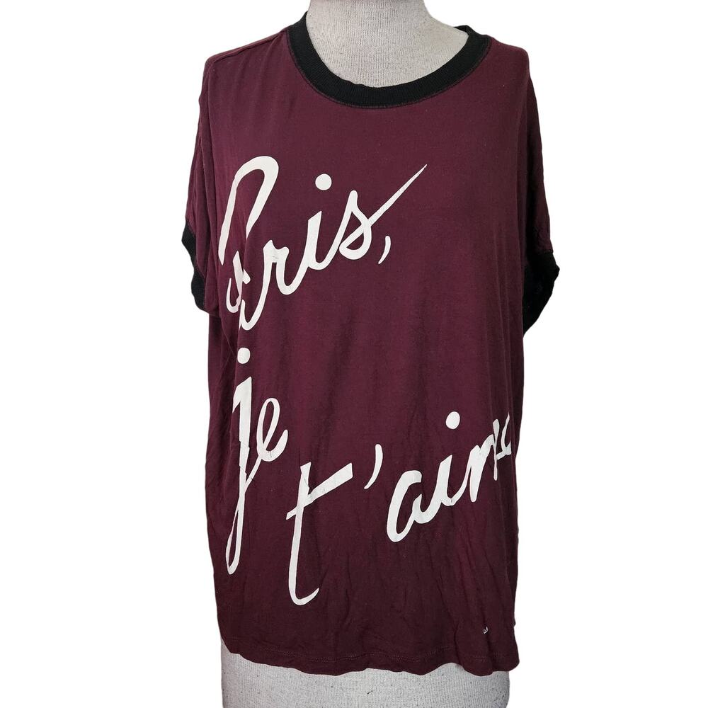 Red Oversized Paris je t'aime Tee Shirt Size XS